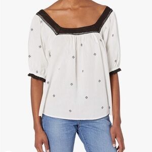 Ella Moss Anthropologie Hana
Cotton Lace Trim Puff Sleeve
Peasant Top nwt